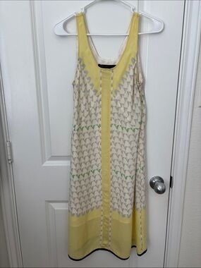 Marc By Marc Jacobs Yellow and Cream Patterned Midi Dress